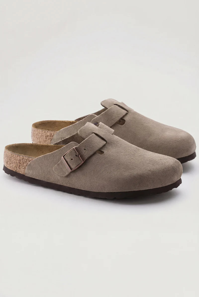 IZAN - SANDALIAS ZUECO DE ANTE COLOR TOPO