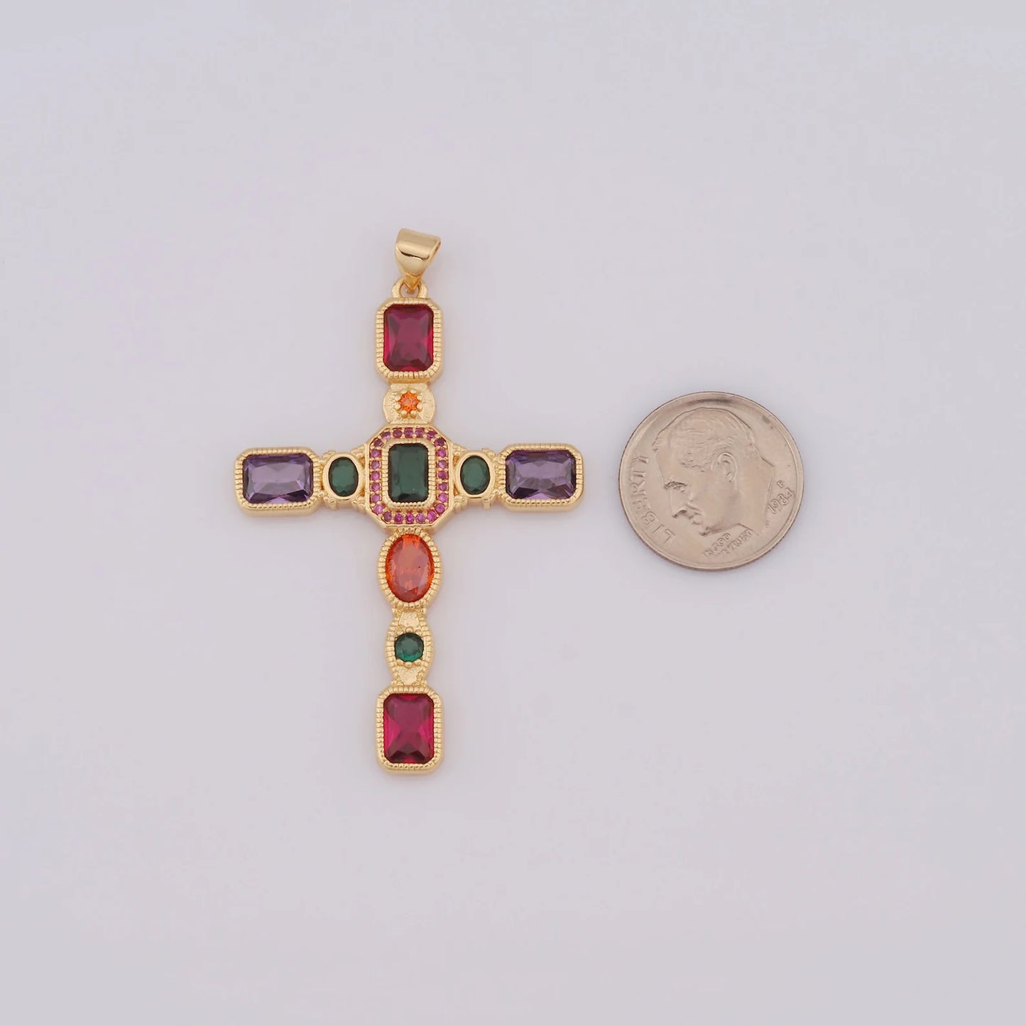 LUZ - COLGANTE CRUZ CON PIEDRAS PRECIOSAS