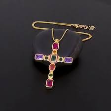 LUZ - COLGANTE CRUZ CON PIEDRAS PRECIOSAS