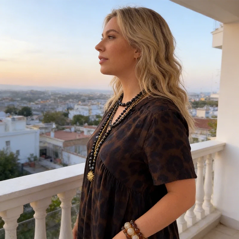 Sonia - Vestido con estampado de leopardo y escote en V