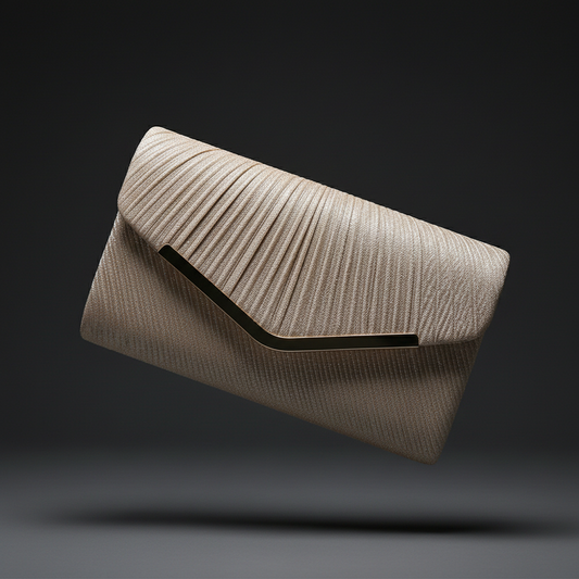 Bolso clutch dorado Laura - fondo gris carbón