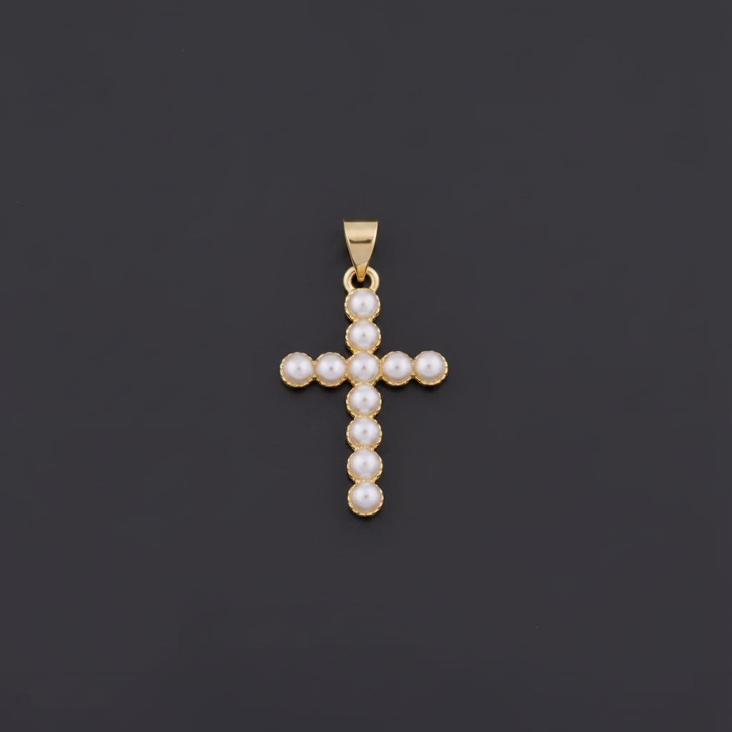 Cruz de perlas Leyla - foto de producto