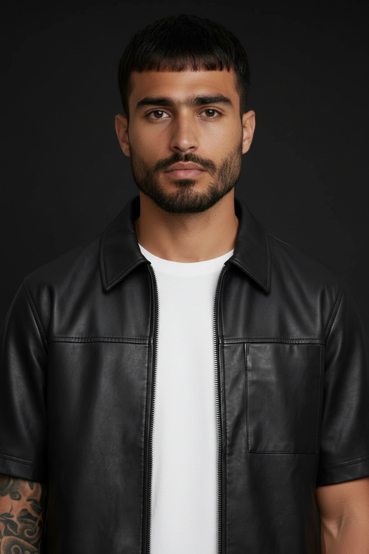 Modelo con chaqueta de cuero Davis
