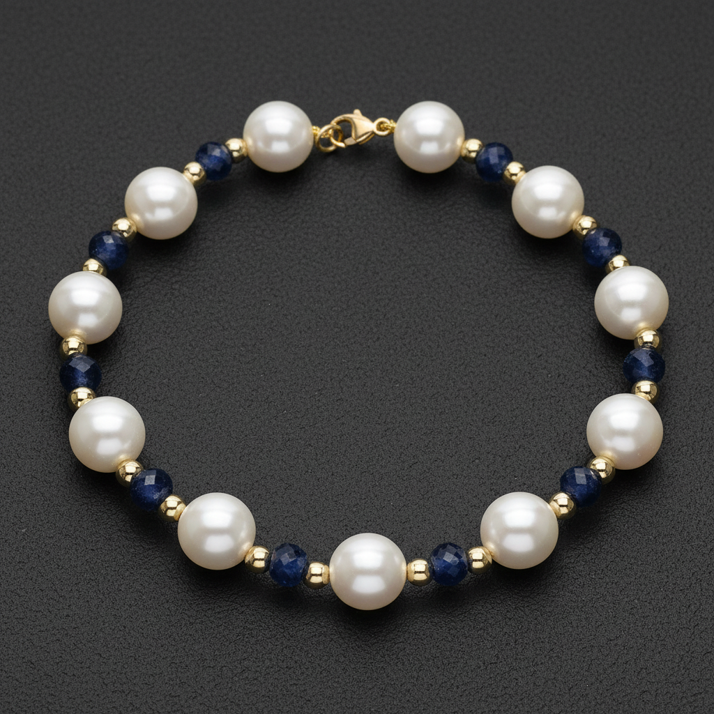 Pulsera perla y zafiro - foto de producto