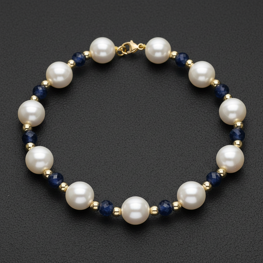 Pulsera perla y zafiro - foto de producto