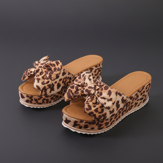 Sandalias leopardo plataforma Luna - fondo gris carbón