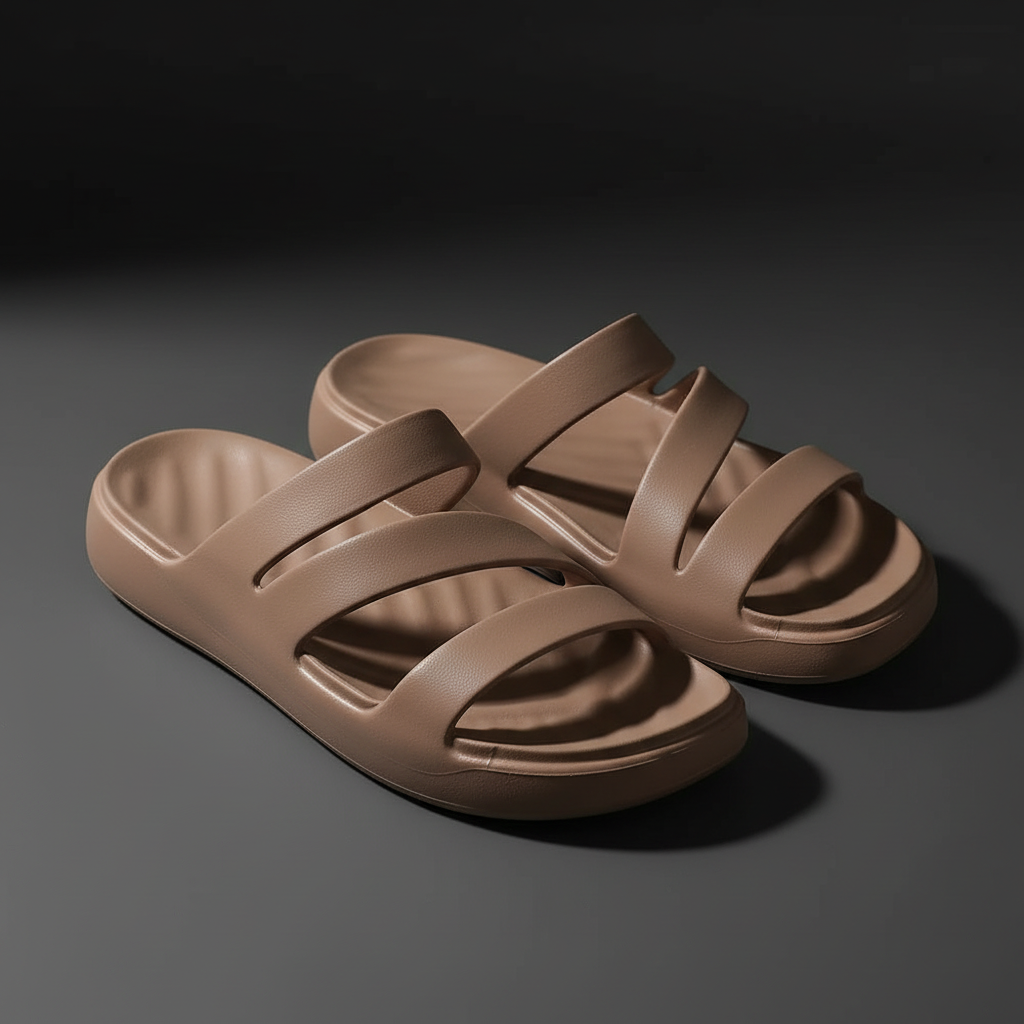 Sandalias planas taupe - fondo gris carbón